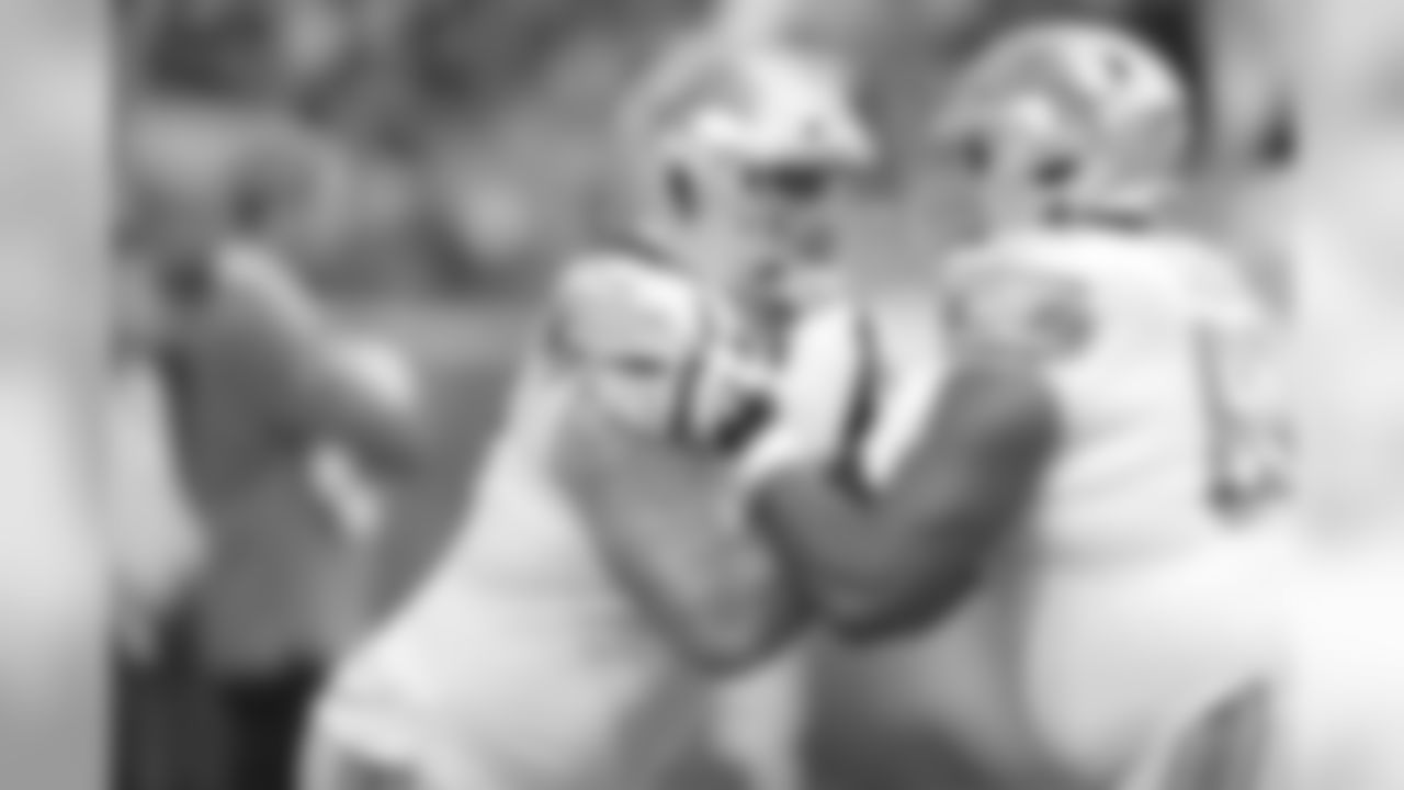Detroit Lions tackle Taylor Decker (68) and Detroit Lions offensive lineman Tyrell Crosby (65) before a NFL football game against the Arizona Cardinals on Sunday, Dec. 9, 2018 in Glendale, Ariz. (Detroit Lions via AP).