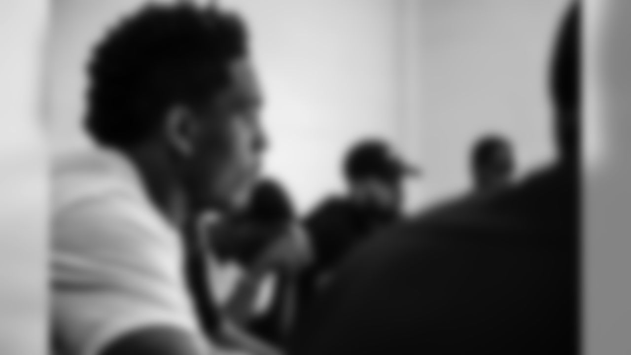 Devon Kennard joins participants for a conversation on social resilience at on Thursday, June 7, 2019 in Detroit.