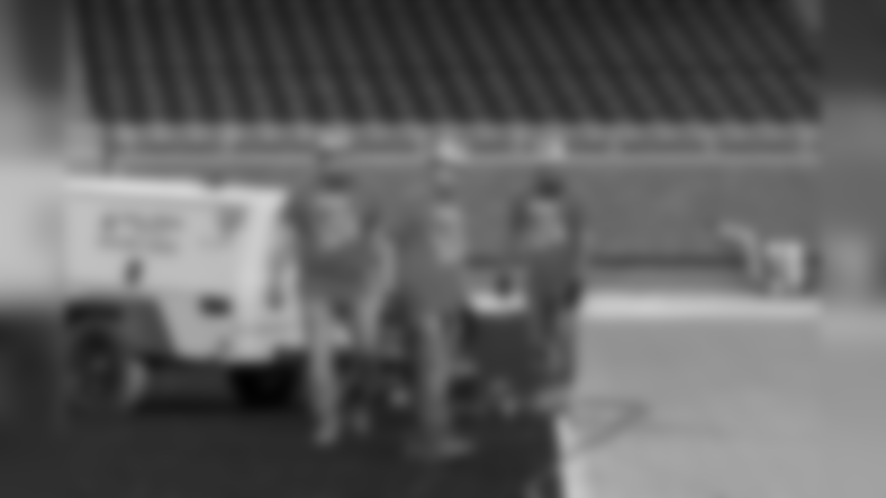 FieldTurf is laid out at Ford Field on Thursday, May 9, 2019 in Detroit.