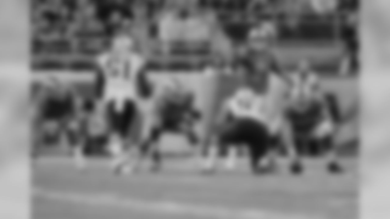 Detroit Lions quarterback Matthew Stafford (9) and the offense during a NFL football game against the New England Patriots on Sunday, Sept. 23, 2018 in Detroit. (Detroit Lions via AP).