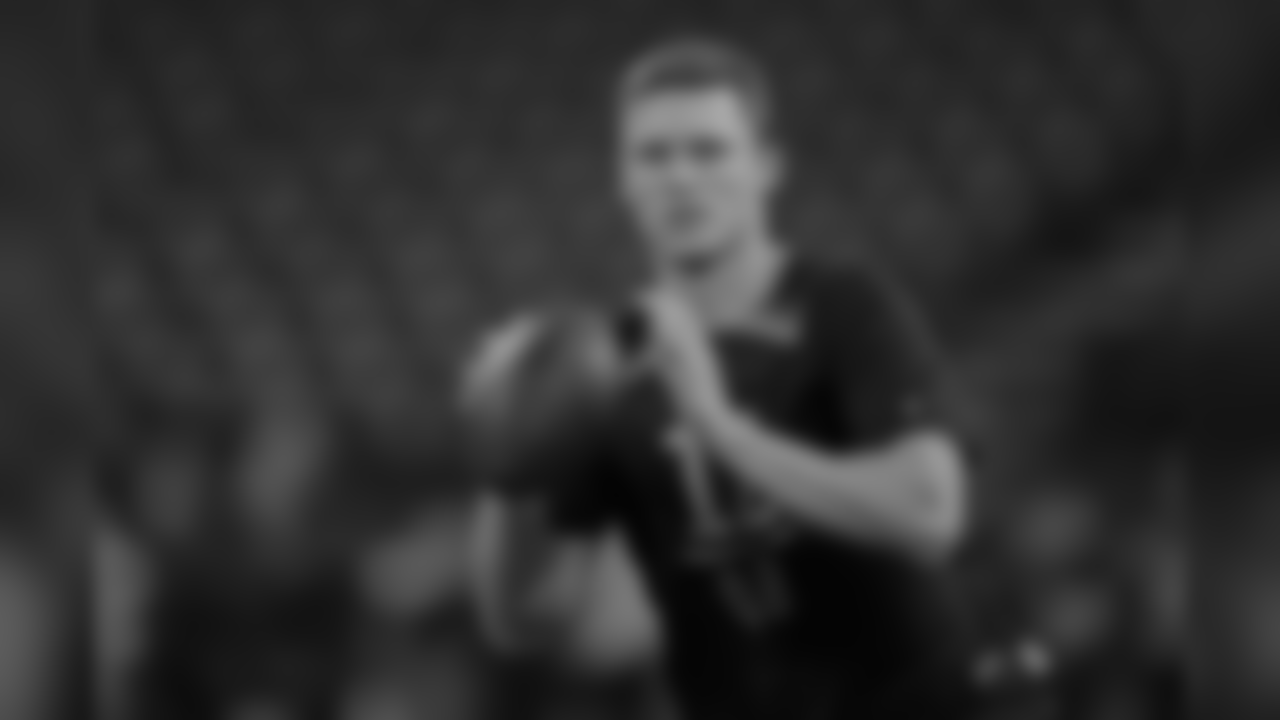Boise State quarterback Brett Rypien runs a drill at the NFL football scouting combine in Indianapolis, Saturday, March 2, 2019. (AP Photo/Michael Conroy)
