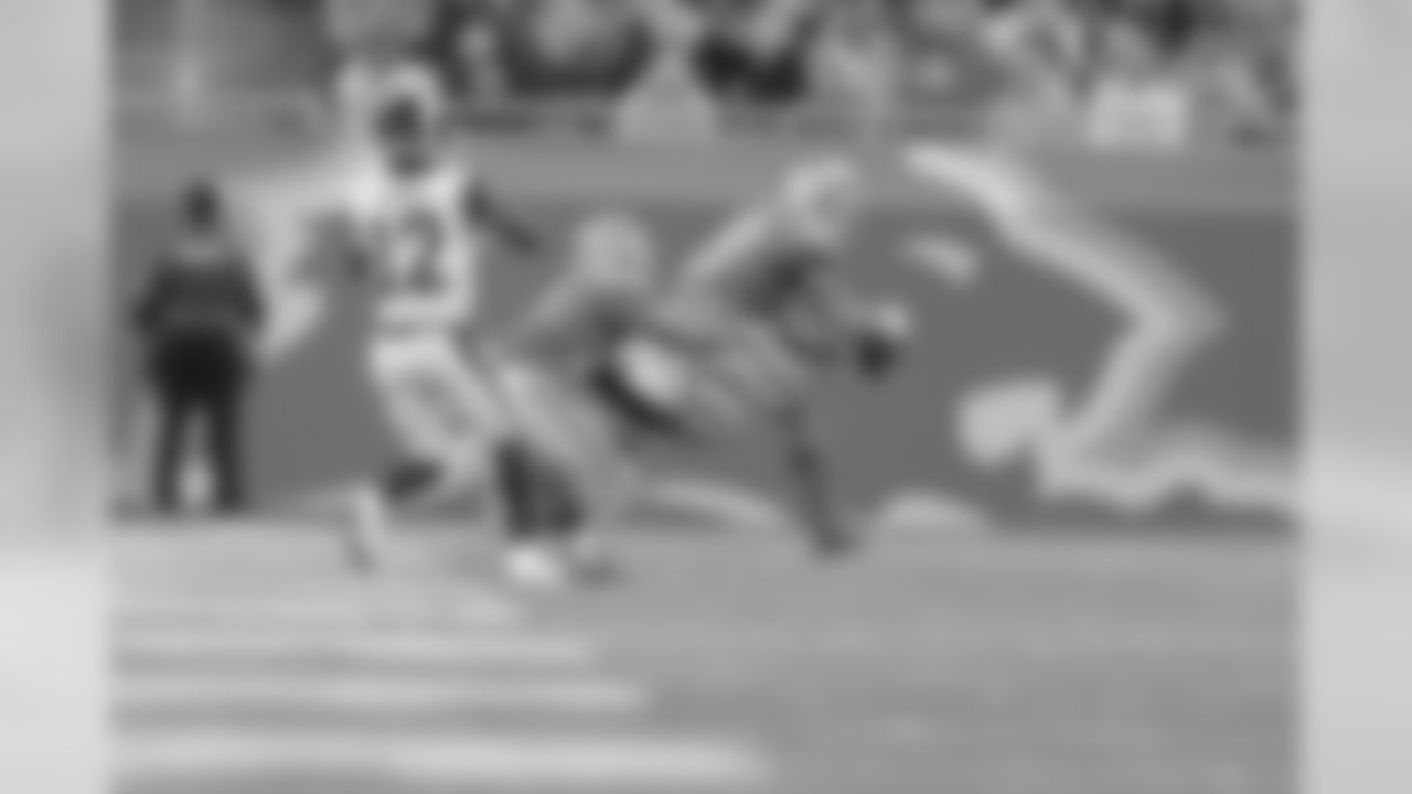 Detroit Lions defensive back Quandre Diggs (28) intercepts a pass during a NFL football game against the Los Angeles Rams on Sunday, Dec. 2, 2018 in Detroit. (Detroit Lions via AP).
