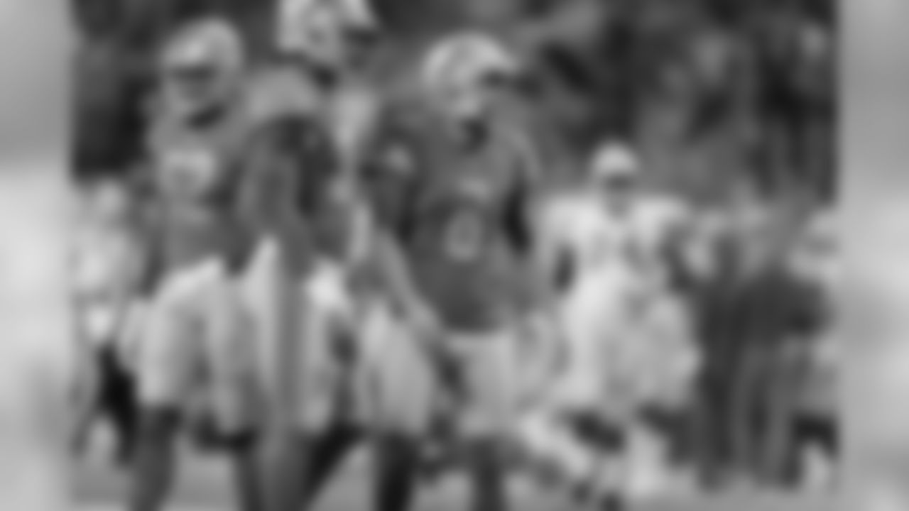 Detroit Lions punter Sam Martin (6) celebrates a muffed punt during a NFL football game against the Green Bay Packers on Sunday, Oct. 7, 2018 in Detroit. (Detroit Lions via AP).