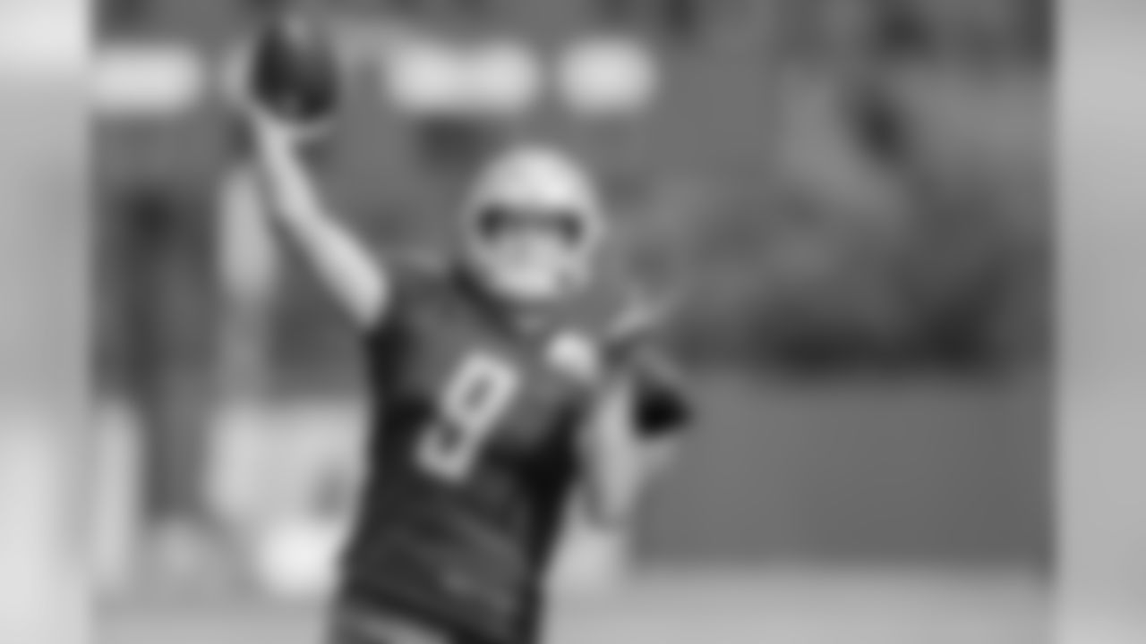 Detroit Lions quarterback Matthew Stafford (9) during training camp practice on Thursday, Aug. 2, 2018 in Allen Park, Mich. (Detroit Lions via AP)