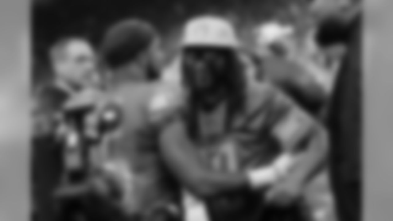 Detroit Lions wide receiver Golden Tate (15) and Lil Jon during a NFL football game against the New England Patriots on Sunday, Sept. 23, 2018 in Detroit. (Detroit Lions via AP).