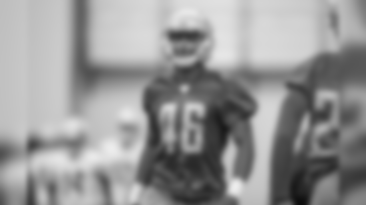 Detroit Lions cornerback Amani Oruwariye (46) during Day 2 of rookie minicamp on Saturday, May 11, 2019 in Allen Park, Mich. (Detroit Lions via AP)