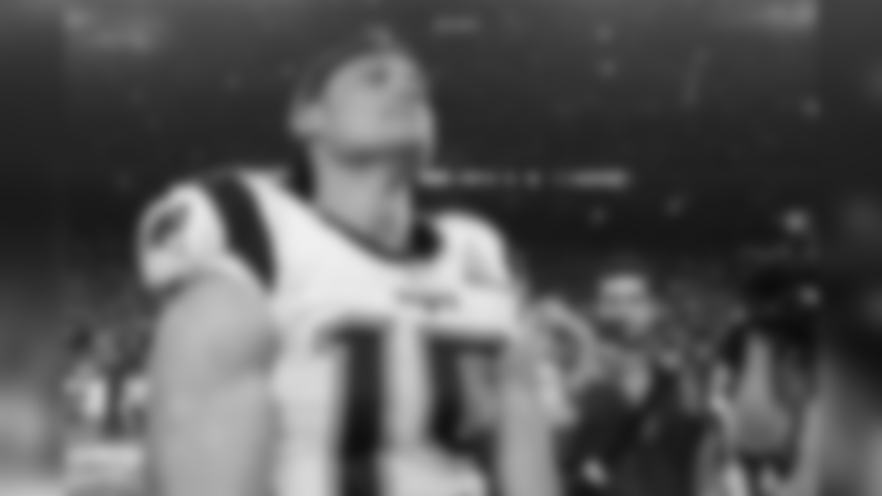 New England Patriots wide receiver Chris Hogan (15) celebrates after an NFL Super Bowl LI football game against the Atlanta Falcons at NRG Stadium, Sunday, Feb. 5, 2017 in Houston. The Patriots defeated the Falcons 34-28 in overtime. (Perry Knotts via AP)