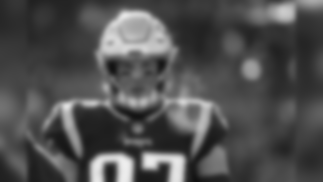 New England Patriots tight end Rob Gronkowski warms up before an NFL divisional playoff football game against the Los Angeles Chargers, Sunday, Jan. 13, 2019, in Foxborough, Mass. (AP Photo/Elise Amendola)