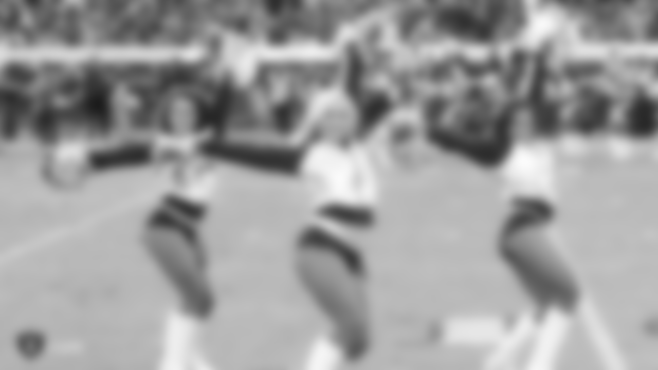 The Raiderettes perform at the Oakland Raiders game against the Kansas City Chiefs at Oakland-Alameda County Coliseum, Sunday, December 2, 2018, in Alameda, California. The Oakland Raiders lost 40-33.