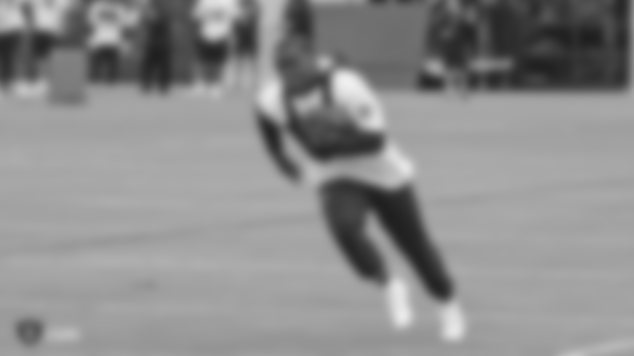 Raiders running back Jalen Richard (30) at a workout during phase two of the offseason program at the Raiders Practice Facility in Alameda, Calif.