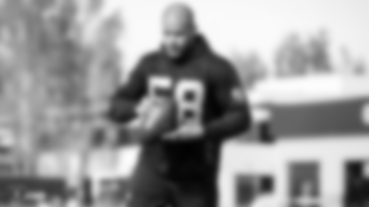 Raiders linebacker Kyle Wilber at a workout during phase two of the offseason program at the Raiders Practice Facility in Alameda, Calif.