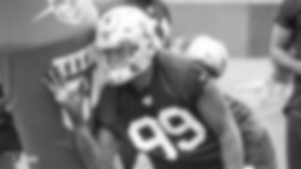 Oakland Raiders defensive end Arden Key (99) at an Organized Team Activity (OTA) at the Oakland Raiders Practice Facility, Wednesday, May 30, 2018, in Alameda, California.