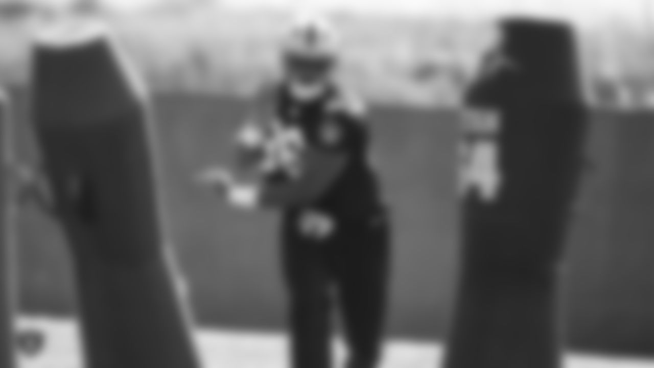 Raiders defensive end Clelin Ferrell (96) at an Organized Team Activity (OTA) at the Raiders Practice Facility in Alameda, Calif.