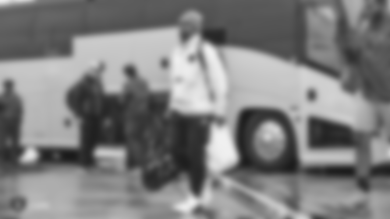 Oakland Raiders linebacker Jason Cabinda (53) departs for their game against the Baltimore Ravens, Friday, November 23, 2018, in Oakland, California.