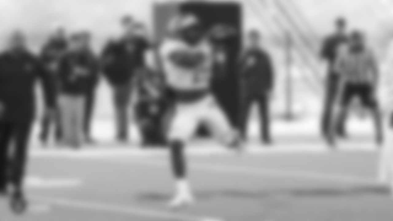 Michigan running back Karan Higdon (22) at a practice on Day 2 of the 2019 Senior Bowl at South Alabama Jaguar Training Center, Wednesday, January 23, 2019, in Mobile, Alabama.