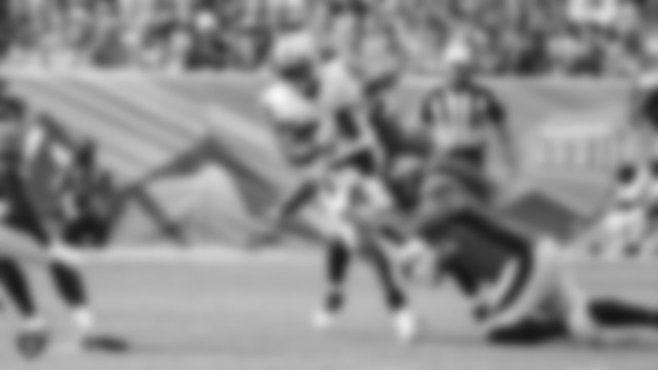 Raiders running back Marshawn Lynch (24) during the Oakland Raiders regular season game against the Broncos in Week 2 at Broncos Stadium at Mile High, Sunday, September 16, 2018, in Denver, Colorado.