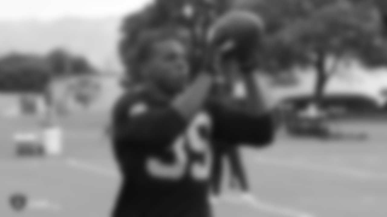 Raiders safety Jordan Richards during an offseason workout at Raiders HQ on Monday, May 6, 2019.