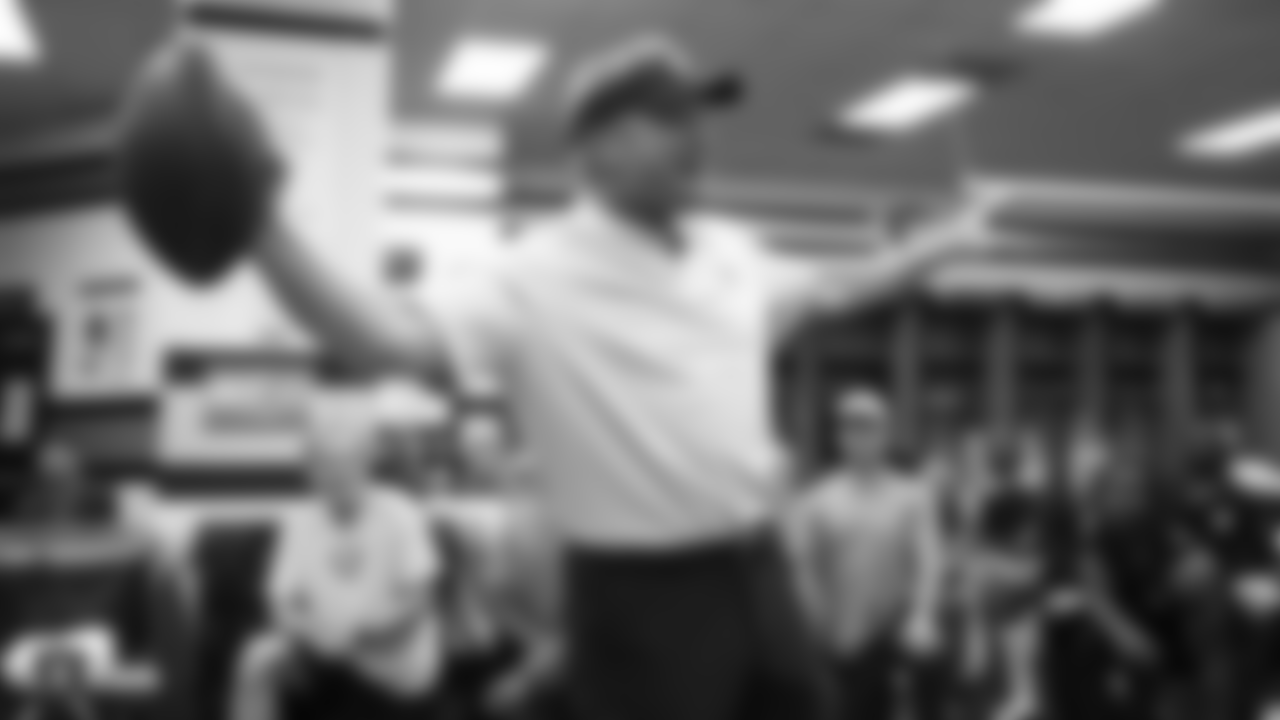 Oakland Raiders head coach Jon Gruden addresses his players after The Oakland Raiders regular season game against the Cleveland Browns at Oakland-Alameda County Coliseum, Sunday, September 30, 2018, in Oakland, California. The Oakland Raiders won 45-42.