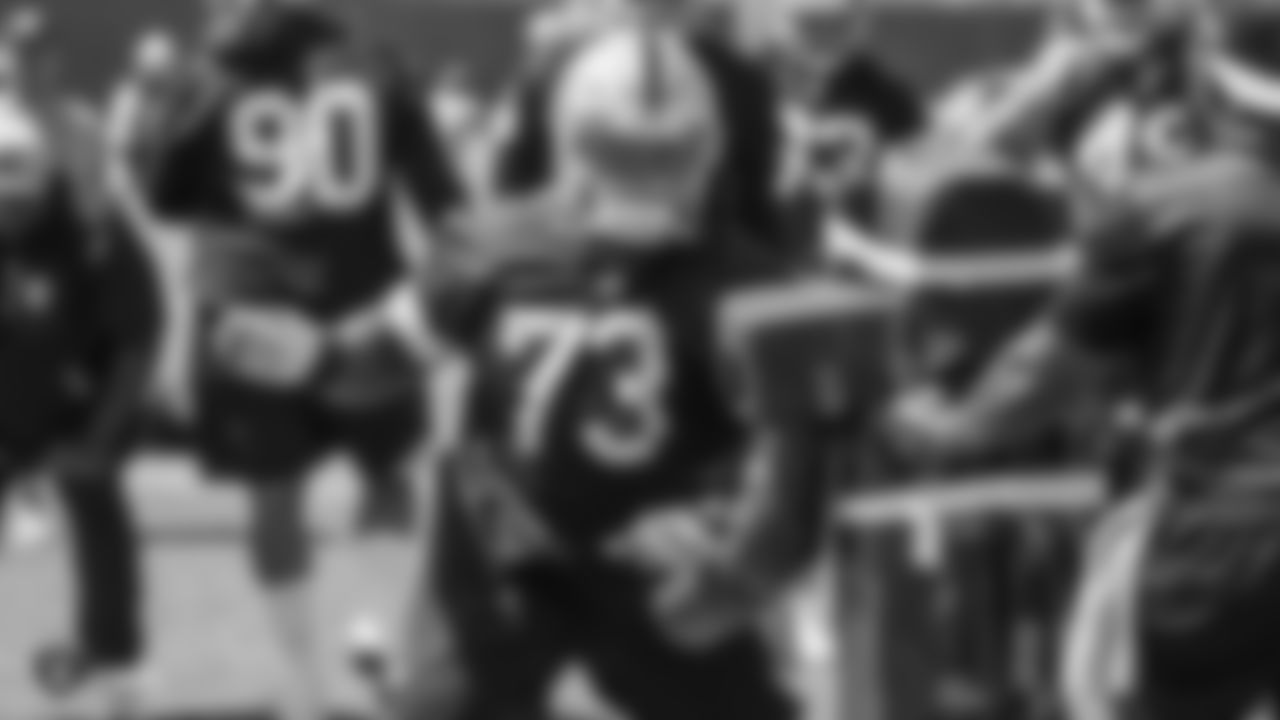 Raiders defensive tackle Maurice Hurst (73) at an Organized Team Activity (OTA) at the Raiders Practice Facility in Alameda, Calif.