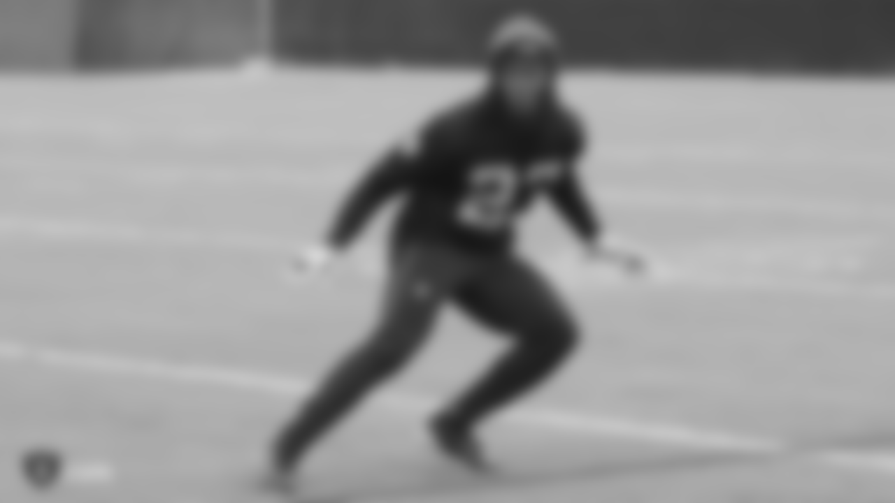 Raiders cornerback Nick Nelson during an offseason workout at Raiders HQ on Monday, May 6, 2019.