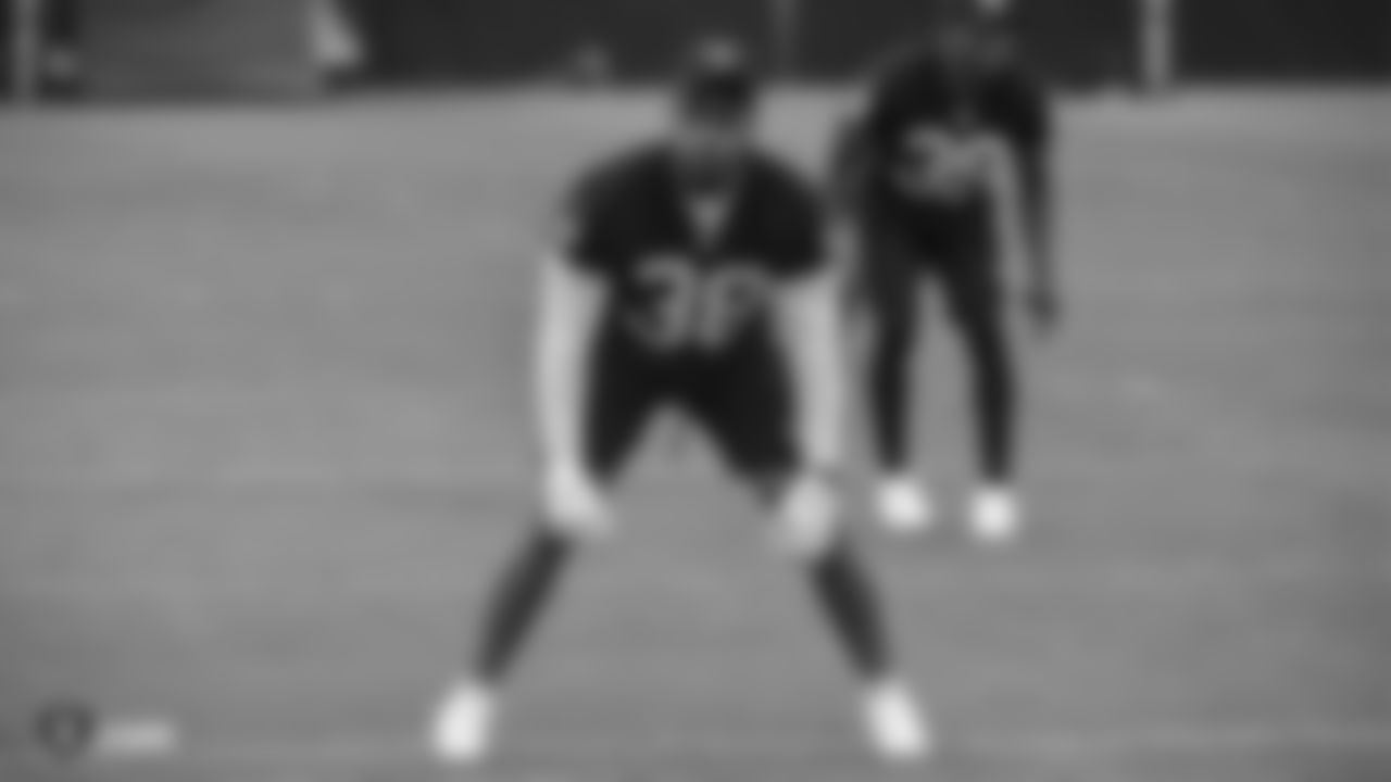 Raiders cornerback Keisean Nixon (38) at an Organized Team Activity (OTA) at the Raiders Practice Facility in Alameda, Calif.