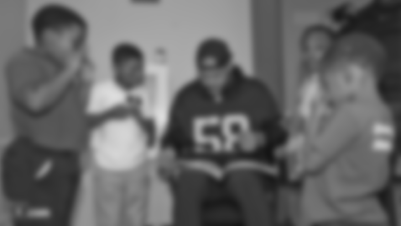 Oakland Raiders defensive tackle Clinton McDonald and his Light Into Darkness Foundation, along with linebacker Emmanuel Lamur, linebacker Kyle Wilber, punter Johnny Townsend, defensive tackle Frostee Rucker, and fullback Ryan Yurachek, partner with the nonprofit First Book by hosting a reading party to promote literacy at the West Oakland Youth Center, Tuesday, December 11, 2018, in Oakland, California.