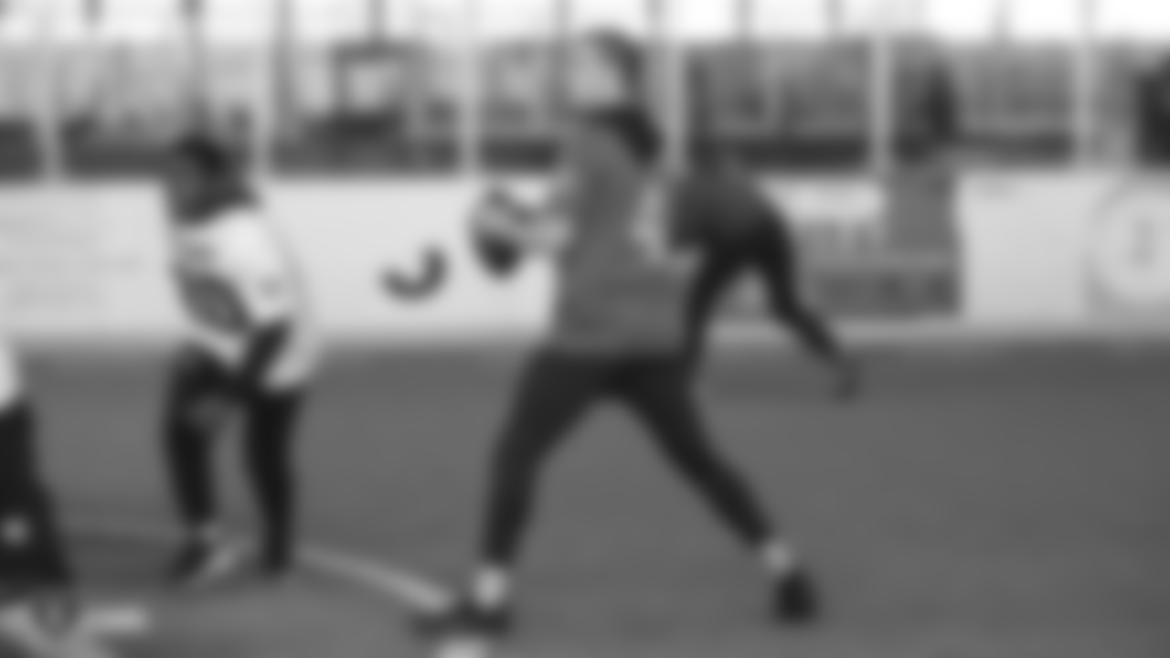 Oakland Raiders quarterback Derek Carr (4) on the field for a walk through at Bladium Sports & Fitness, Thursday, November 15, 2018, in Alameda, California.