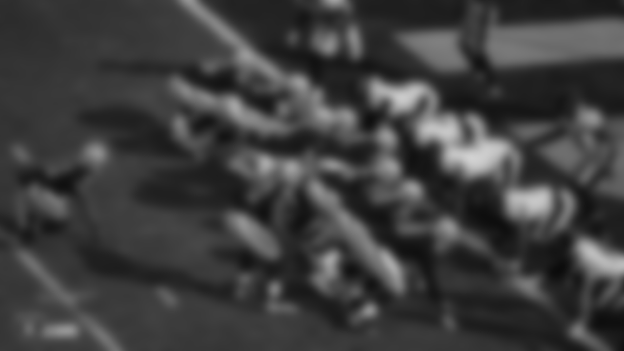 The Raiders offensive line during their Week 14 matchup against the Pittsburg Steelers at the Coliseum.