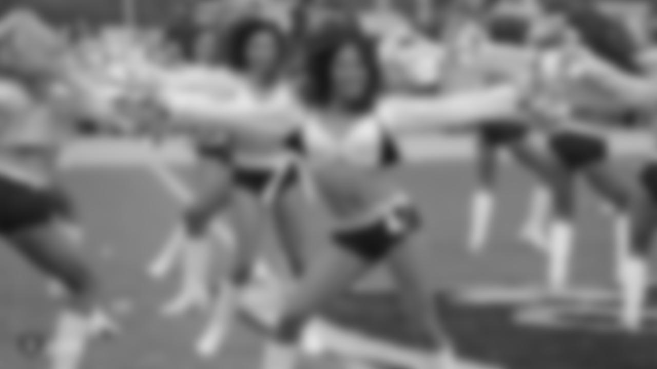 The Raiderettes perform at the Oakland Raiders game against the Pittsburgh Steelers at Oakland-Alameda County Coliseum, Sunday, December 9, 2018, in Oakland, Calif. The Oakland Raiders won 24-21.