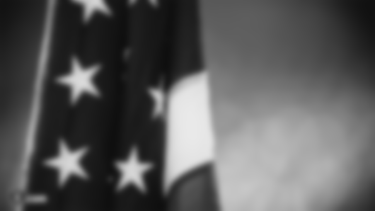 The American flag is displayed by all five branches of military on the field during the national anthem before the Oakland Raiders regular season game against the Los Angeles Chargers at Oakland-Alameda County Coliseum, Sunday, November 11, 2018, in Oakland, California The Oakland Raiders lost 20-6.