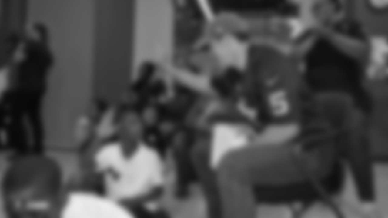 Oakland Raiders defensive tackle Clinton McDonald and his Light Into Darkness Foundation, along with linebacker Emmanuel Lamur, linebacker Kyle Wilber, punter Johnny Townsend, defensive tackle Frostee Rucker, and fullback Ryan Yurachek, partner with the nonprofit First Book by hosting a reading party to promote literacy at the West Oakland Youth Center, Tuesday, December 11, 2018, in Oakland, California.