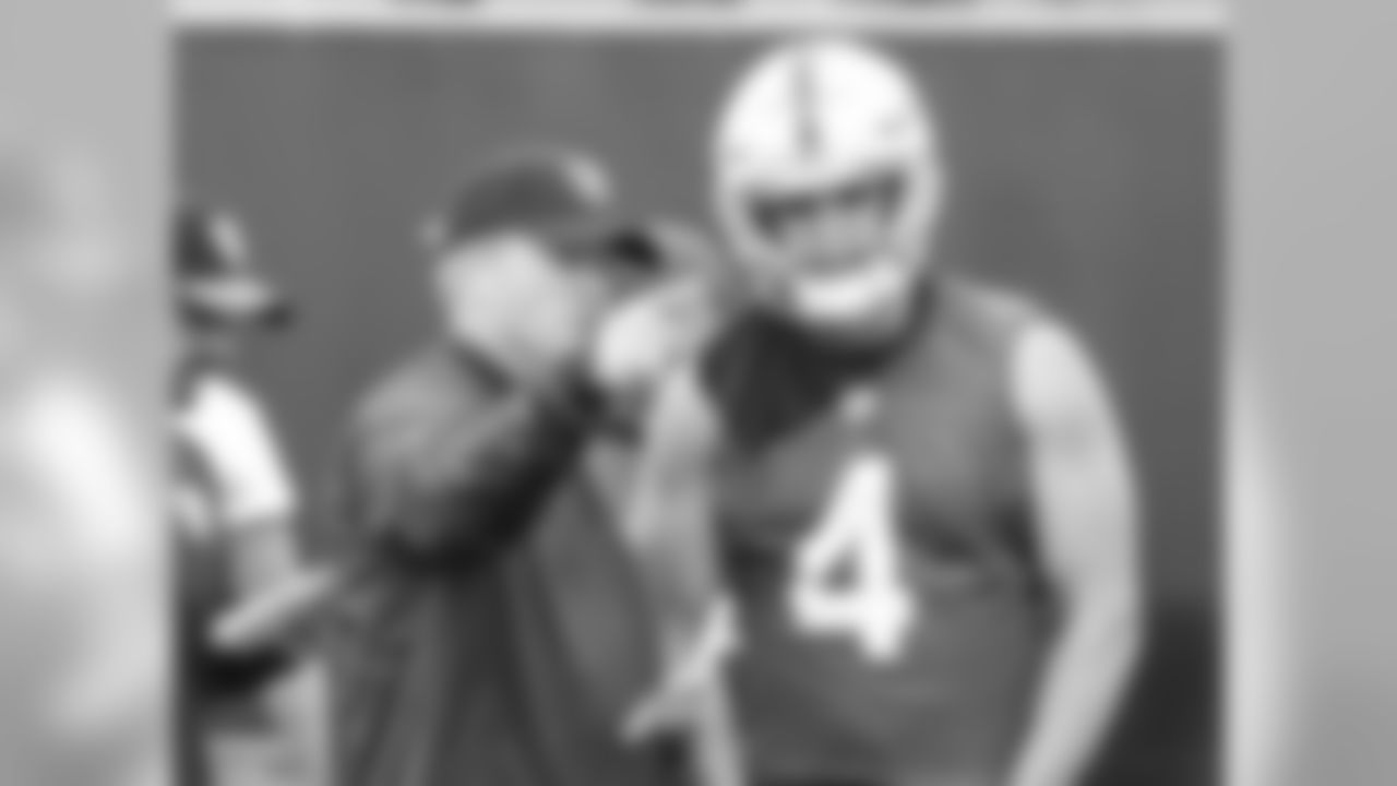 Oakland Raiders players at an Organized Team Activity (OTA) at the Oakland Raiders Practice Facility, Tuesday, May 22, 2018, in Alameda, California.
