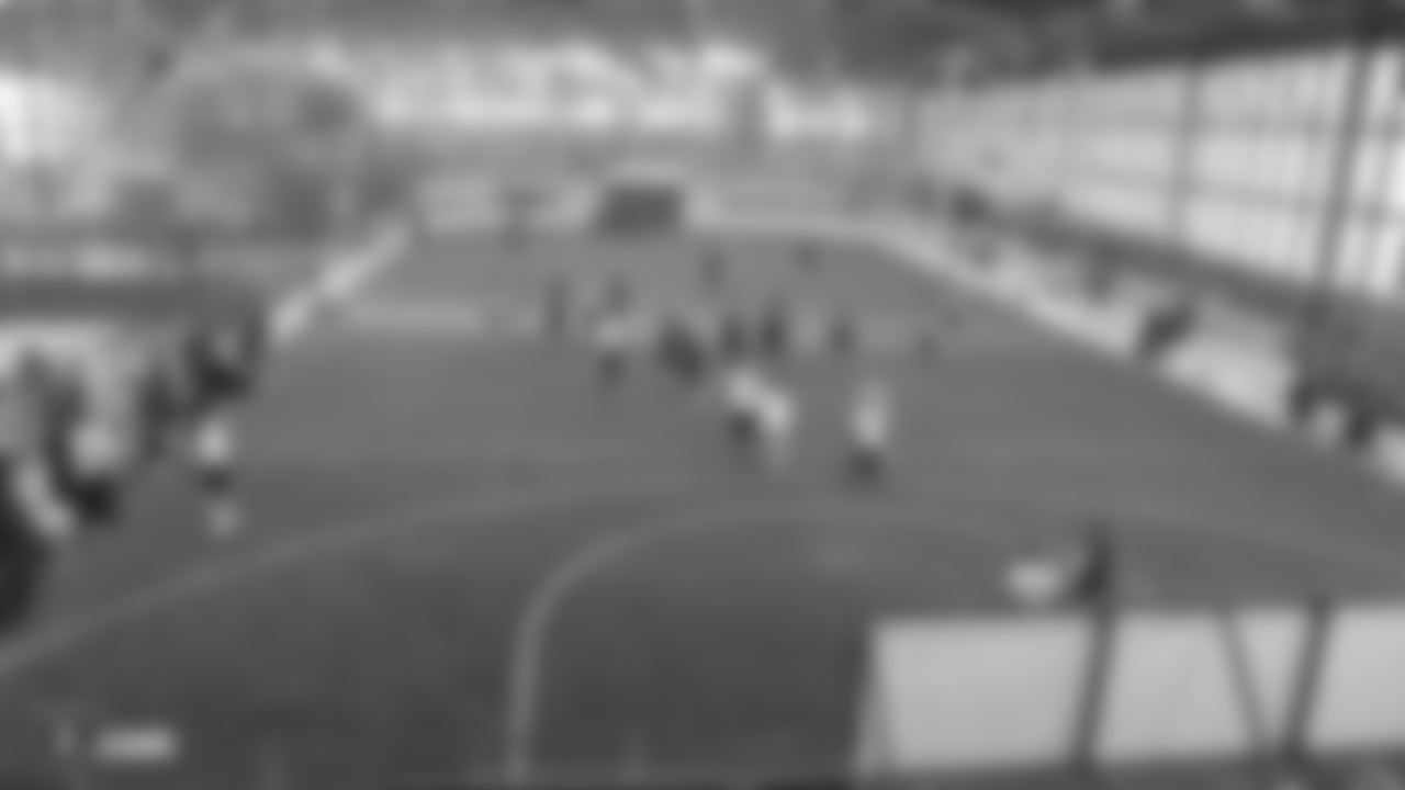 Oakland Raiders players and coaches on the field for a walk through at Bladium Sports & Fitness, Thursday, November 15, 2018, in Alameda, California.