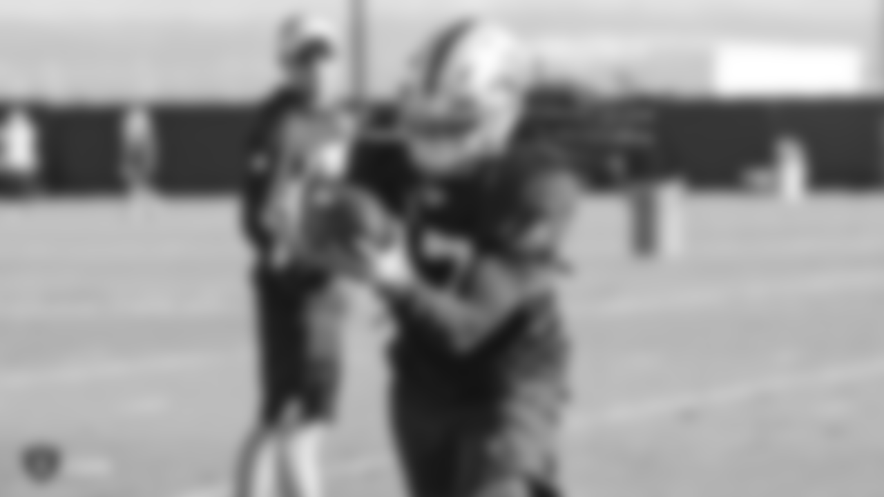 Oakland Raiders wide receiver and return specialist Dwayne Harris (17) on the field for practice at the Oakland Raiders Practice Facility, Wednesday, November 28, 2018, in Alameda, California.