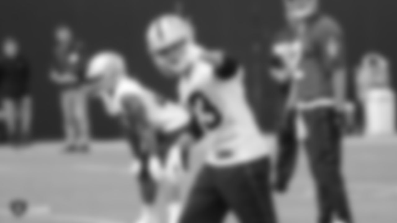 Raiders wide receiver Hunter Renfrow (13) at an Organized Team Activity (OTA) at the Raiders Practice Facility in Alameda, Calif.
