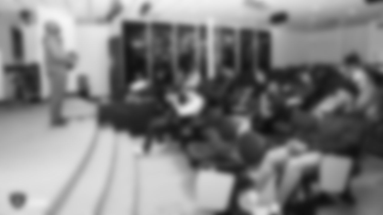 Oakland Raiders rookies attend a Player Engagement talk with NBA Hall of Famer, Gary Payton, at the Oakland Raiders Practice Facility, Friday, May 25, 2018, in Alameda, California.