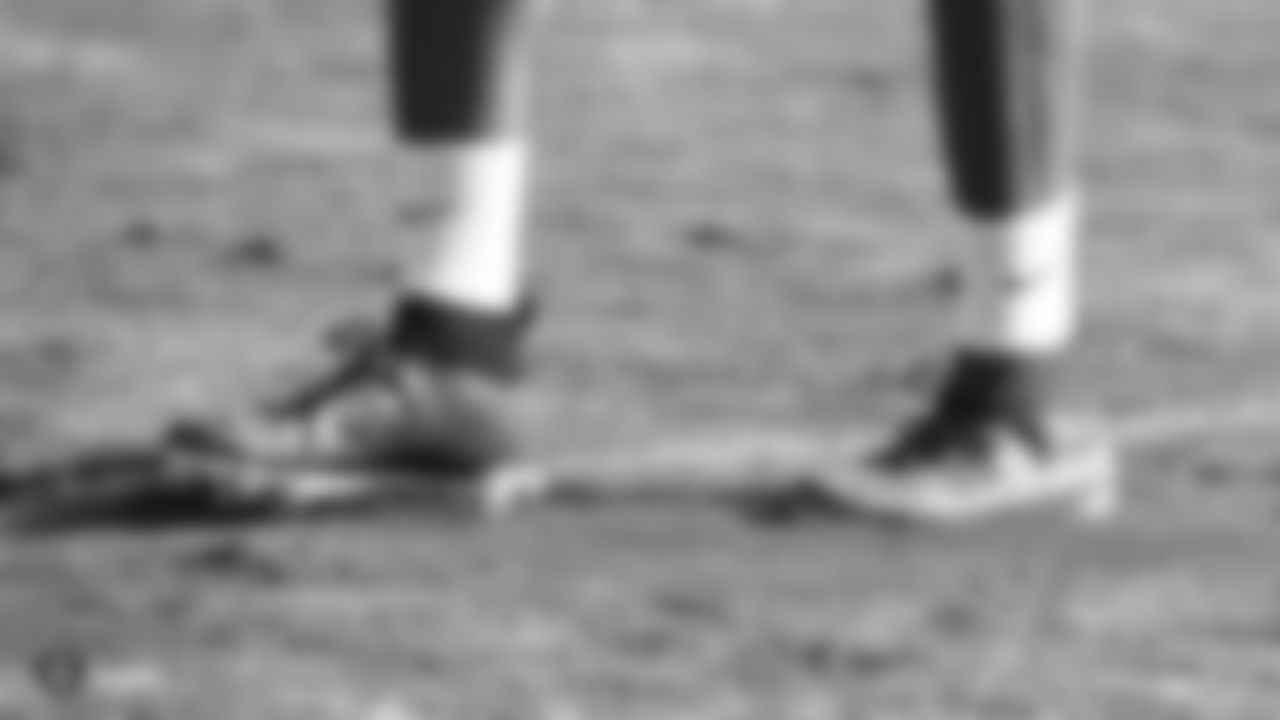 Oakland Raiders cornerback Rashaan Melvin (22) wearing his custom cleats for the NFL's My Cause My Cleats campaign on the field for practice at The Oakland Raiders Practice Facility, Friday, November 30, 2018, in Alameda, California.