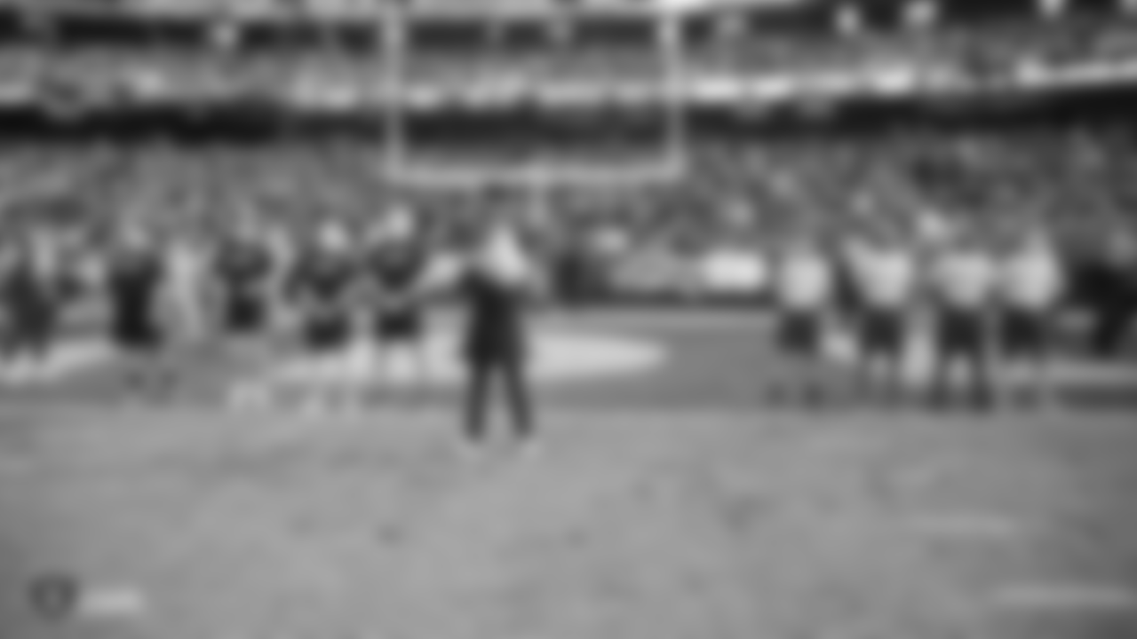 The Army versus Navy Rivalry Skills Challenge during halftime at The Oakland Raiders regular season game against the Kansas City Chiefs at Oakland-Alameda County Coliseum, Sunday, December 2, 2018, in Alameda, California. The Oakland Raiders lost 40-33.