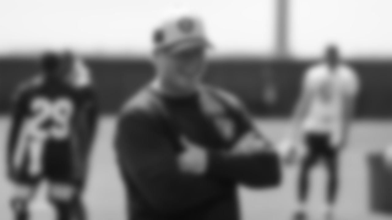 Raiders head coach Jon Gruden at an Organized Team Activity (OTA) at the Raiders Practice Facility in Alameda, Calif.