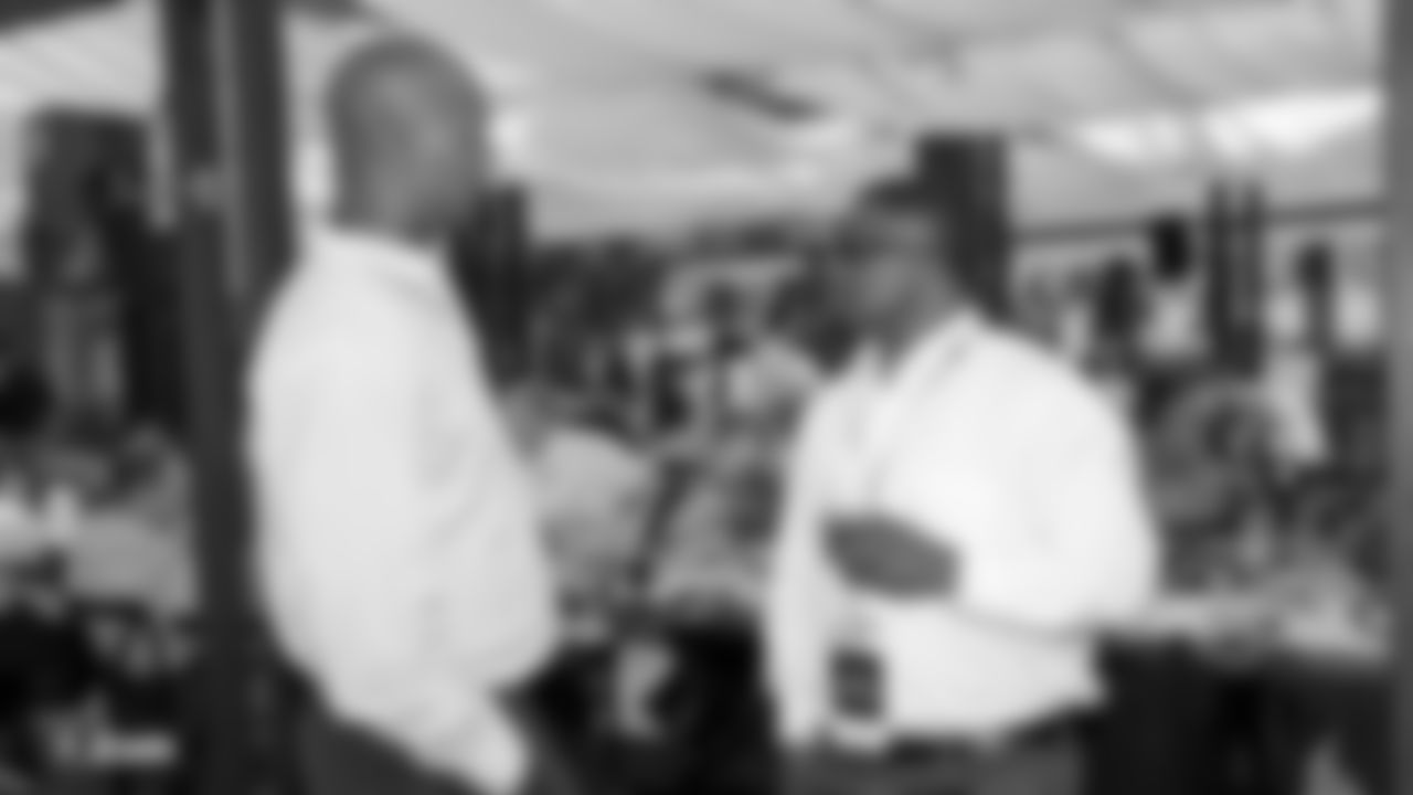 Oakland Raiders alumni Lorenzo Lynch and Rickey Dudley at an Alumni Dinner during 2018 Training Camp at Kelham Vineyards, Saturday, July 28, 2018, in Saint Helena, California.