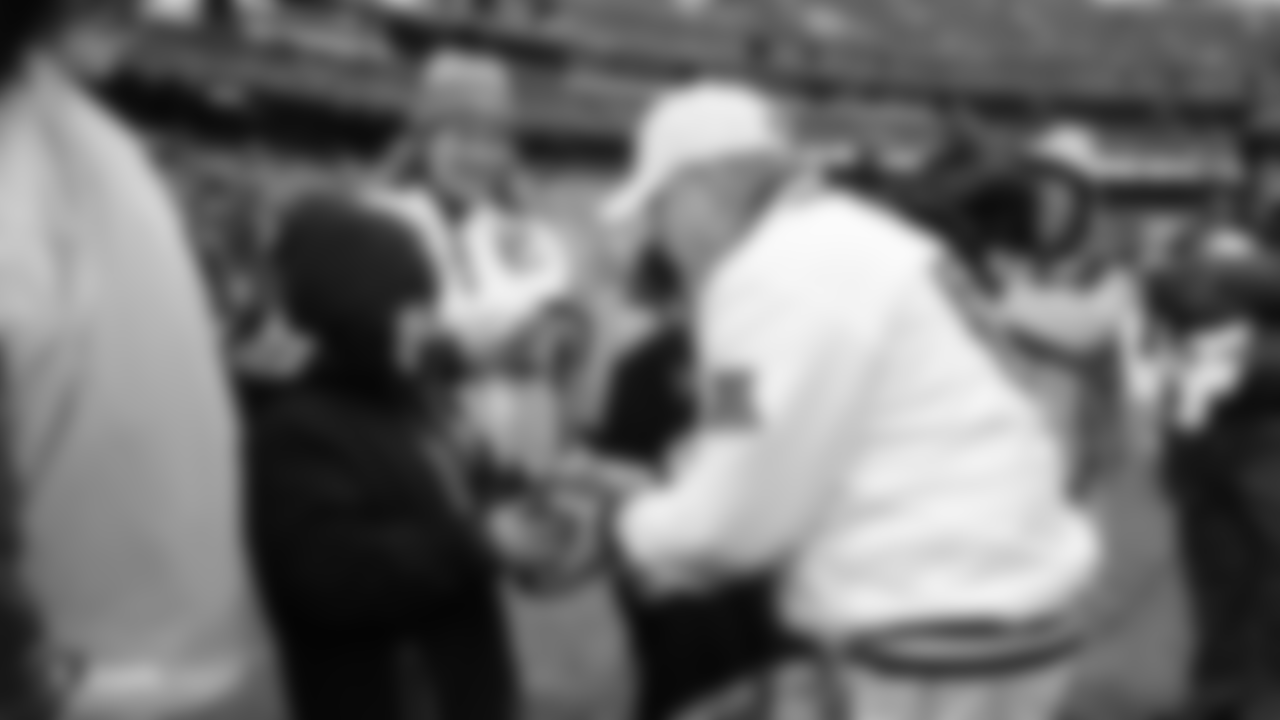 Zander of the Make-A-Wish Foundation stands with his family on the sidelines before the Oakland Raiders regular season game against the Denver Broncos at Oakland-Alameda County Coliseum, Monday, December 24, 2018, in Oakland, California. The Oakland Raiders won 24-17.