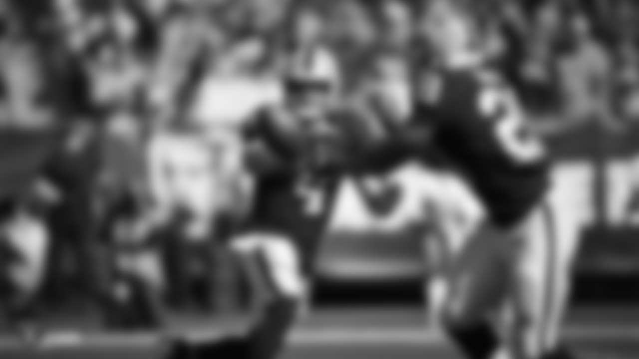 Oakland Raiders quarterback Derek Carr (4) during the Oakland Raiders regular season game against the Indianapolis Colts at Oakland Alameda-County Coliseum on Sunday, October 28th, 2018, in Oakland, California. The Oakland Raiders lost 42-28.