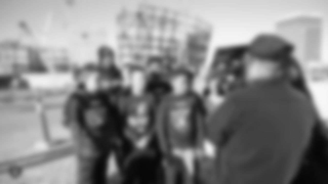 The Raiders and alumnus Roy Hart host the Apex Raiders, a flag football team who represented the Raiders at the 2019 NFL FLAG National Championships in Orlando, Fla., on a stadium tour of the Las Vegas Stadium, Friday, February 8, 2019, in Las Vegas, Nev.