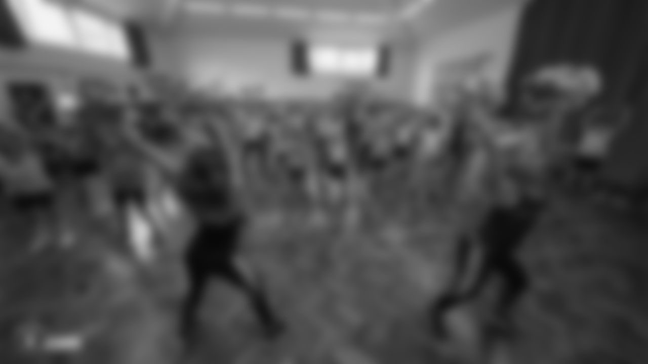 The Raiderettes visit the Holy Rood Primary School in Watford.