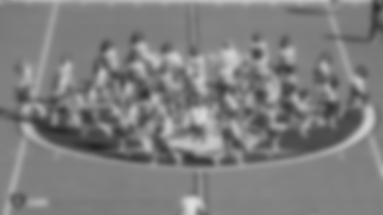 The Raiderettes perform at the Oakland Raiders game against the Indianapolis Colts at Oakland-Alameda County Coliseum, Sunday, October 28, 2018, in Oakland, Calif. The Oakland Raiders lost 42-28.