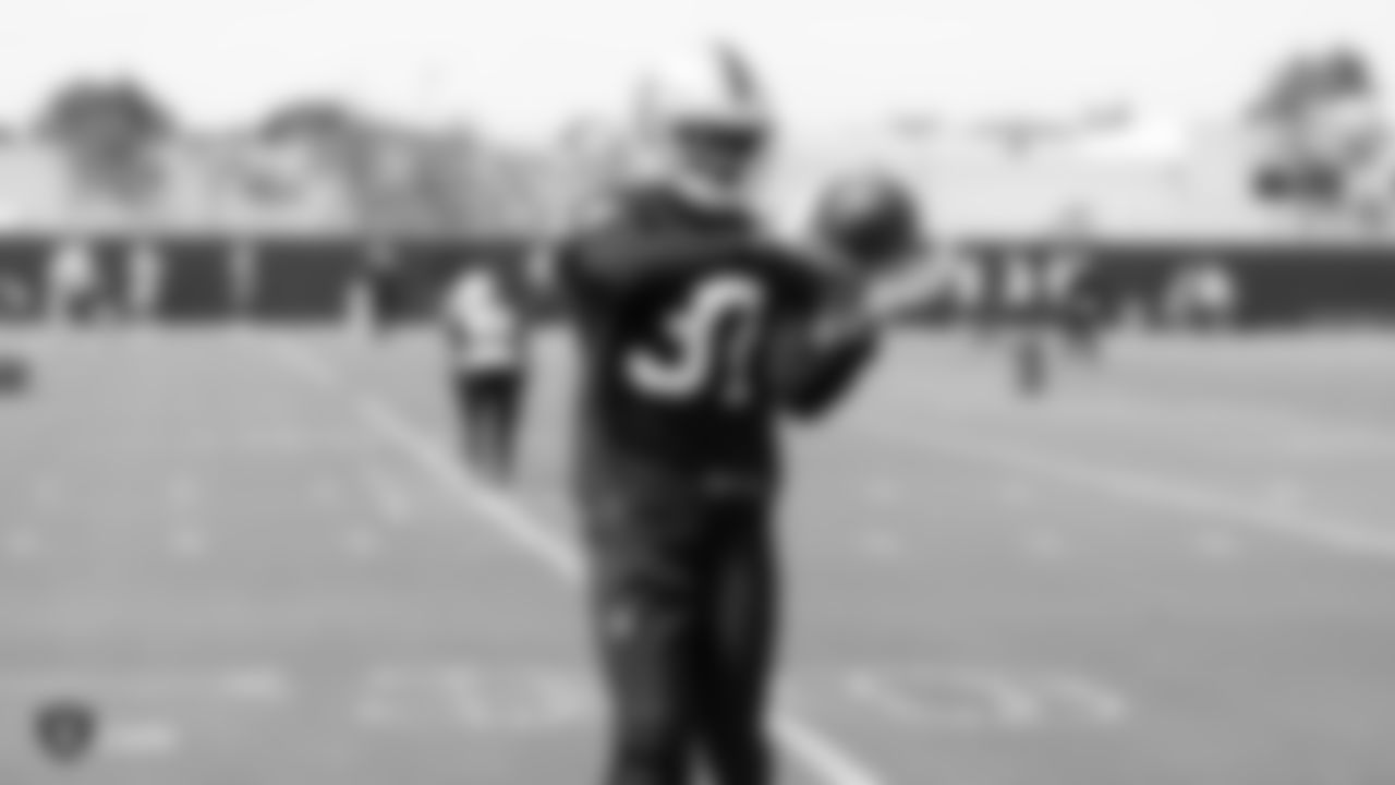 Raiders cornerback Dylan Mabin (37) at an Organized Team Activity (OTA) at the Raiders Practice Facility in Alameda, Calif.