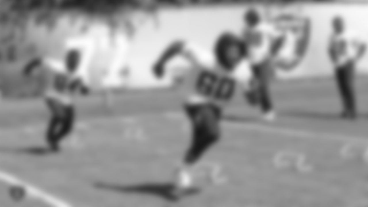 Raiders wide receiver Antonio Brown and wide receiver Saeed Blacknall at a workout during phase one of the offseason program at the Raiders Practice Facility in Alameda, Calif.