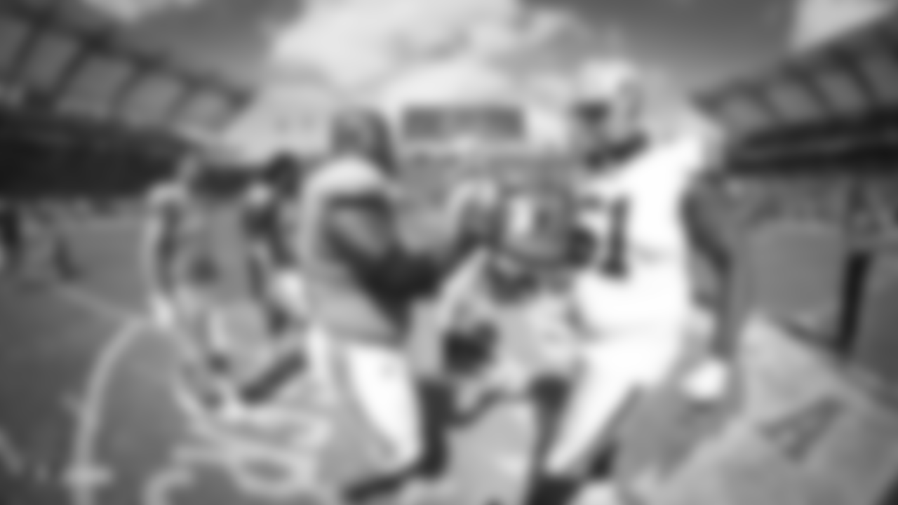 Oakland Raiders center Rodney Hudson (61) during the coin toss before the Oakland Raiders regular season game against the Los Angeles Chargers at StubHub Center, Sunday, October 7, 2018, in Carson, California. The Oakland Raiders lost 26-10.