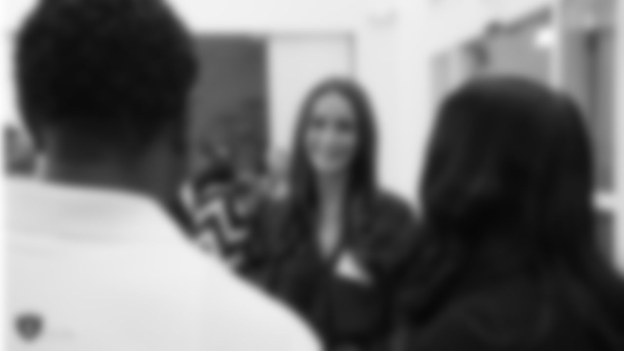 The Raiderettes visit the Clif Bar Headquarters where Girls Inc. of Alameda County hold a College Shower to celebrate the graduations of deserving young women and "shower" them with items needed for college.