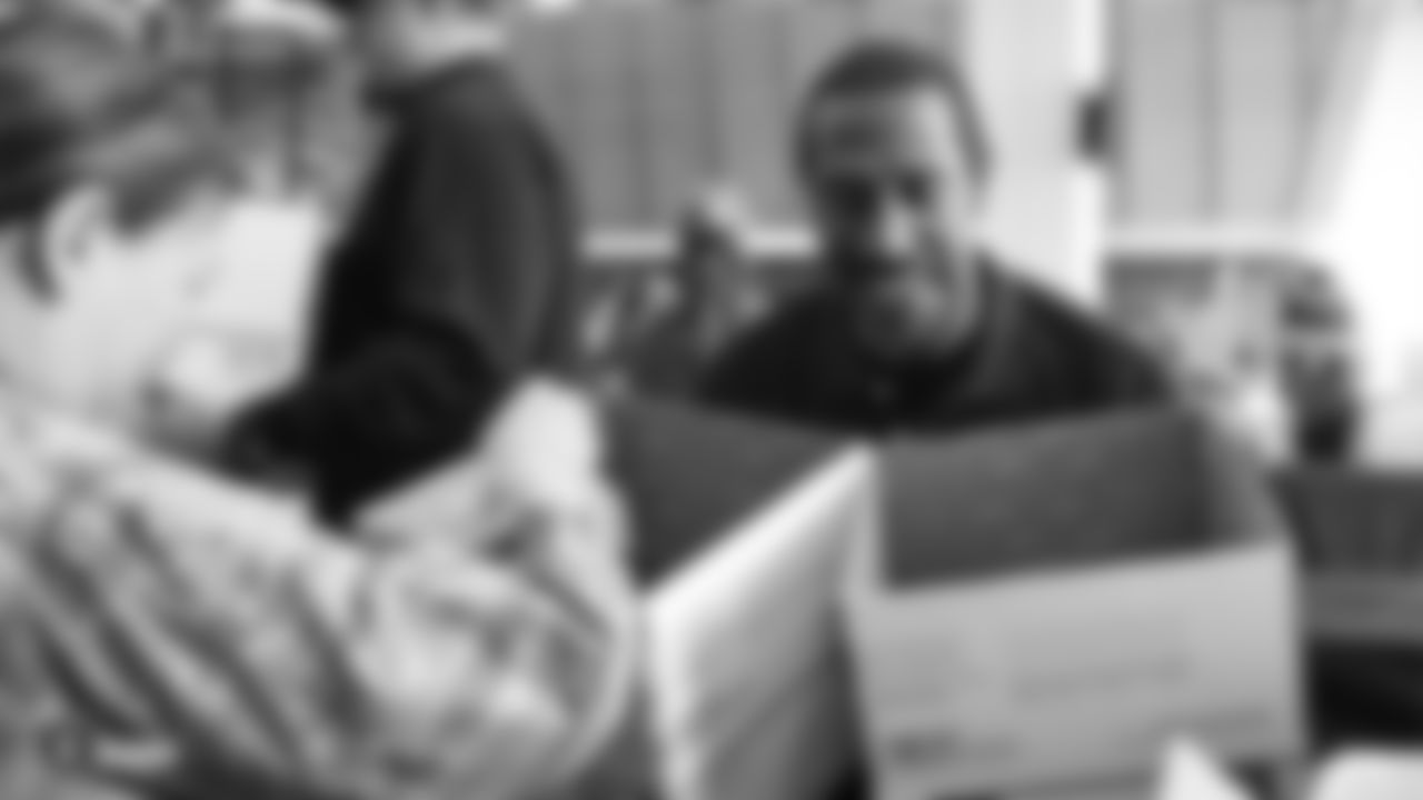 The Oakland Raiders and San Francisco 49ers team up with Operation Care and Comfort to package kits for overseas military ahead of their Thursday Night Football matchup at Levi’s Stadium, Monday, October 29, 2018, in Santa Clara, California. Representing the Oakland Raiders are alumni George Atkinson, Raymond Chester, Jerry Robinson, Barry Sims, and Sam Williams.